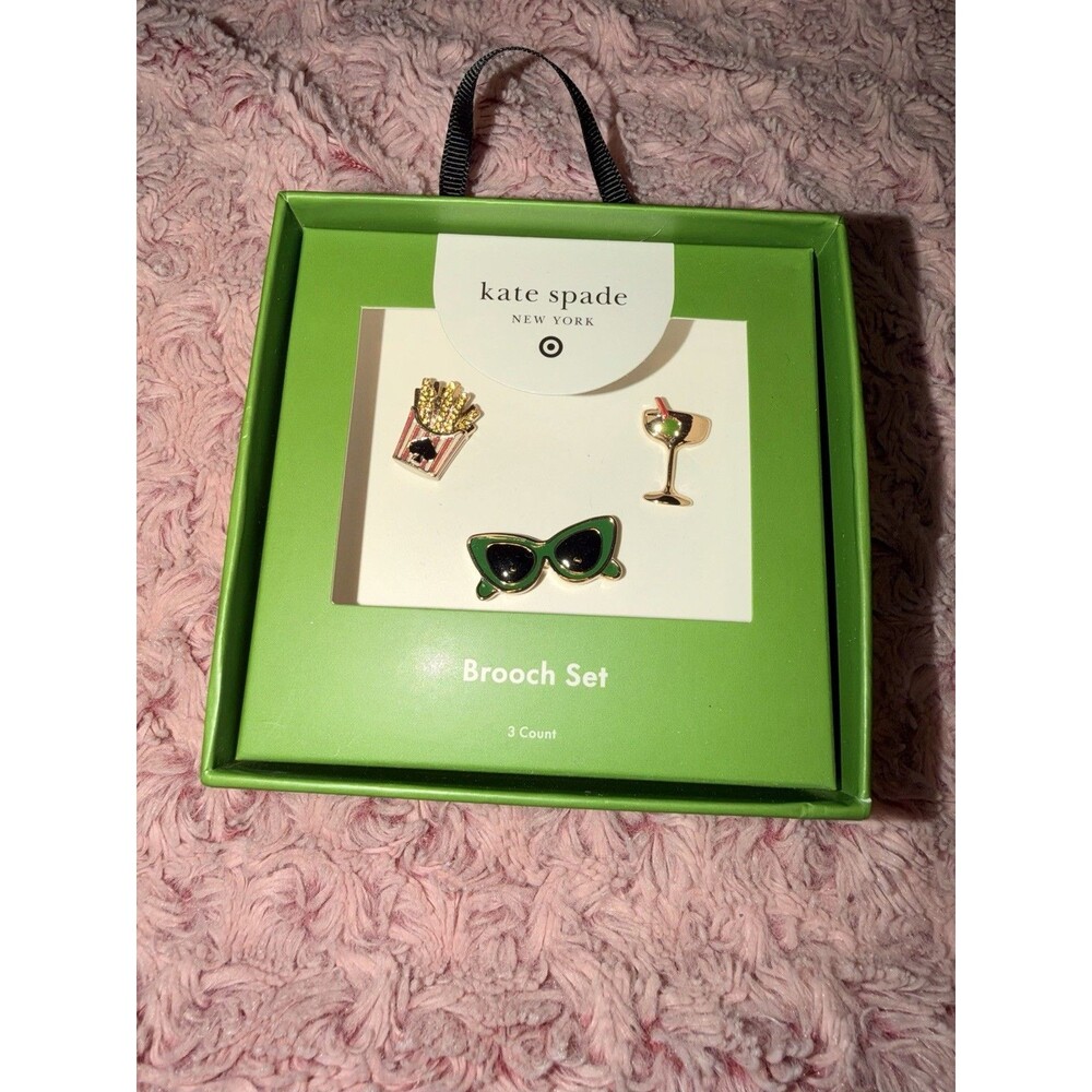 Kate Spade X Target Brooch Set French Fries Sunglasses Martini Glass NIB Fun